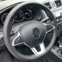 Оплетка на руль из натуральной кожи Renault Duster I-II 2018-н.в. (для руля без штатной кожи, черная)