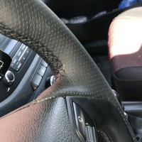 Оплетка на руль из натуральной кожи Kia Picanto II 2011-2017 г.в. (для руля без штатной кожи, черная)