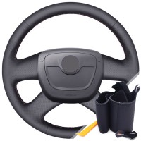 Оплетка на руль из «Premium» экокожи Skoda Roomster 2009-2012 г.в. (для руля без кнопок, черная)